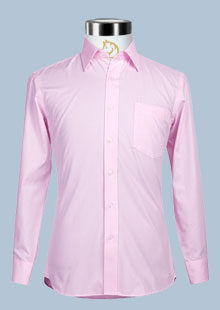 罗蒙素色粉色斜条纹男衬衫